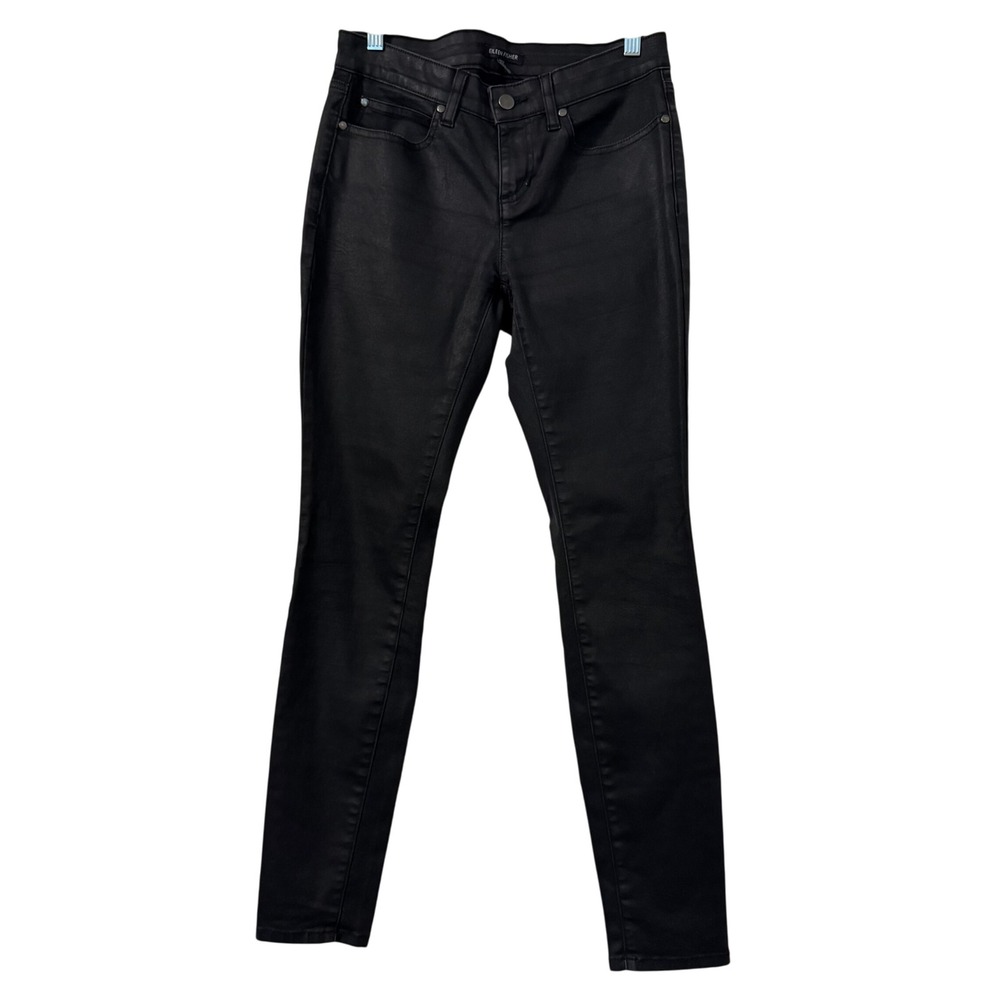 Eileen Fisher Skinny Jeans Womens Size 4 Black Coated Organic Cotton Blend‎